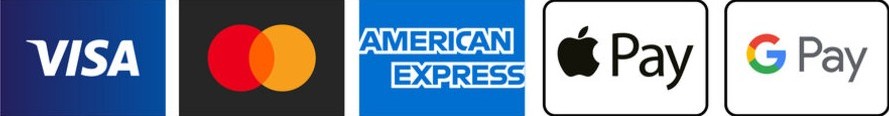 We accept Visa, Mastercard, American Express, Apple Pay, Google Pay