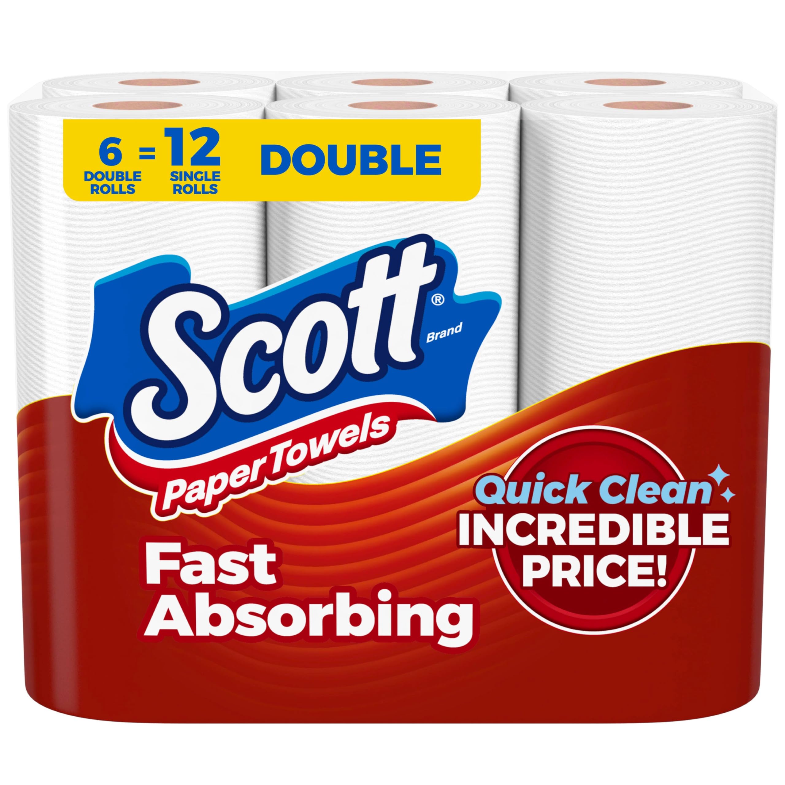 Scott Paper Towels, Choose-A-Sheet, 6 Double Rolls, 108