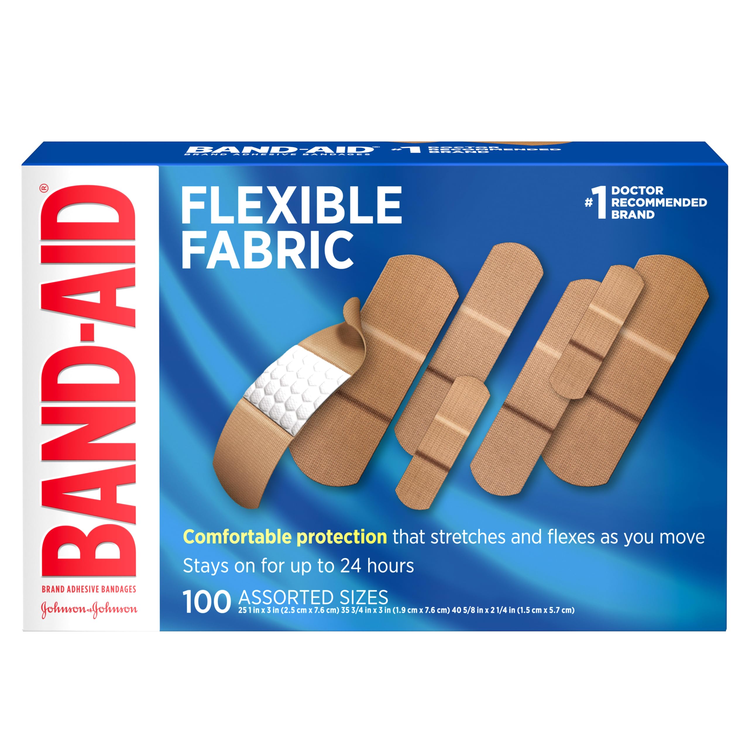 BAND-AID Brand Flexible Fabric Adhesive Bandages, Assorted