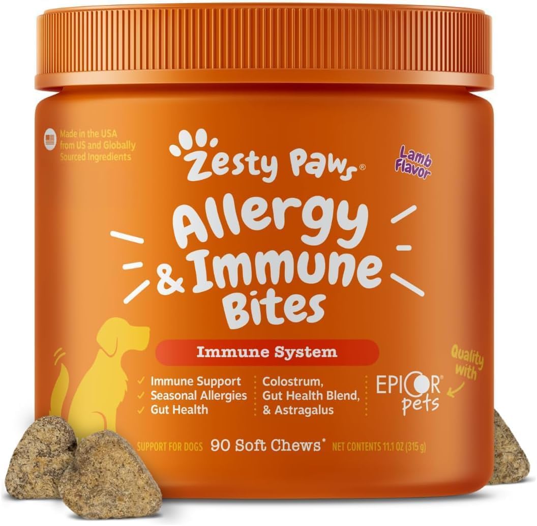 Zesty Paws Dog Allergy Chews - Dog Allergy Relief, Lamb, 90